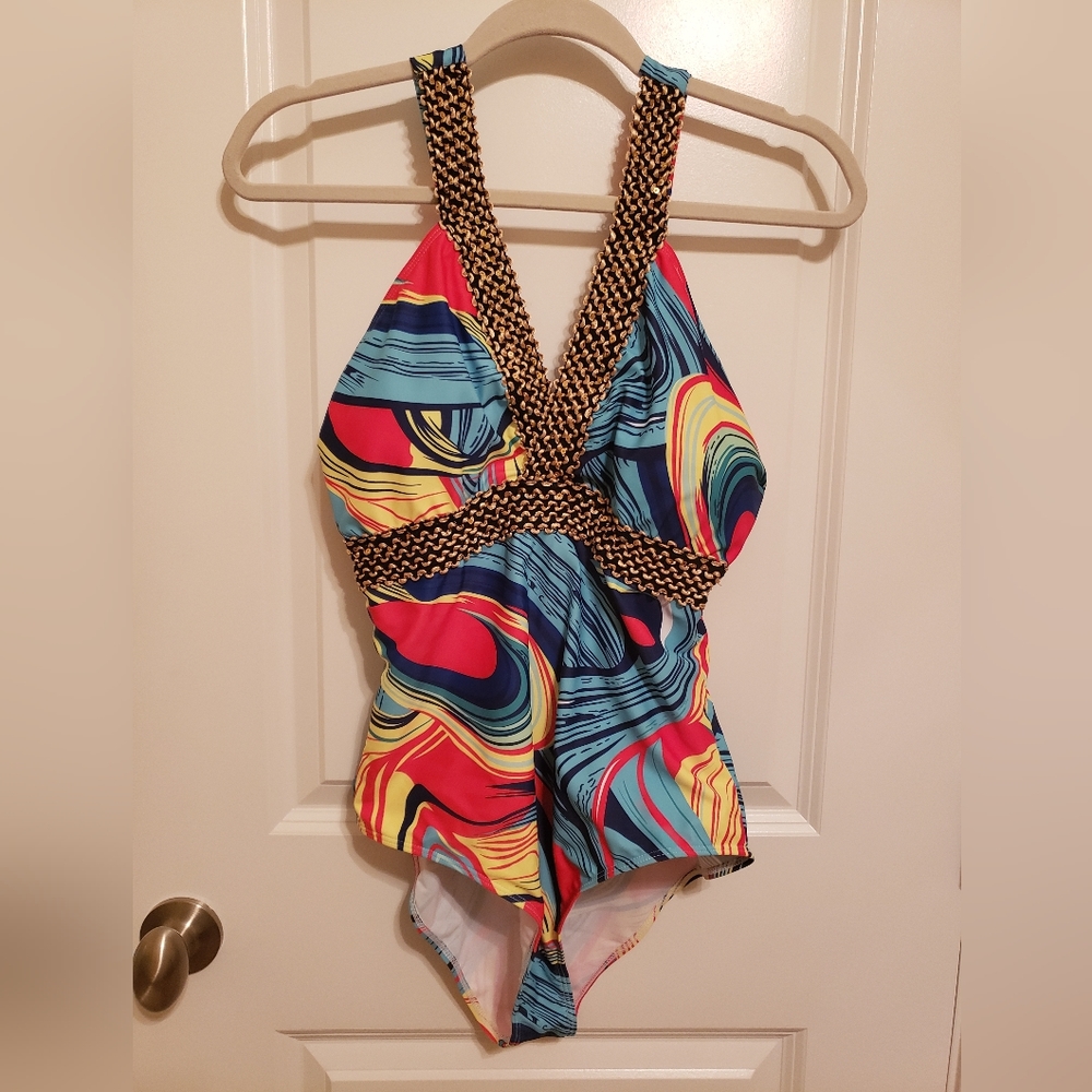 Colorful 1-Piece Swimsuit (NWOT) XL (12)